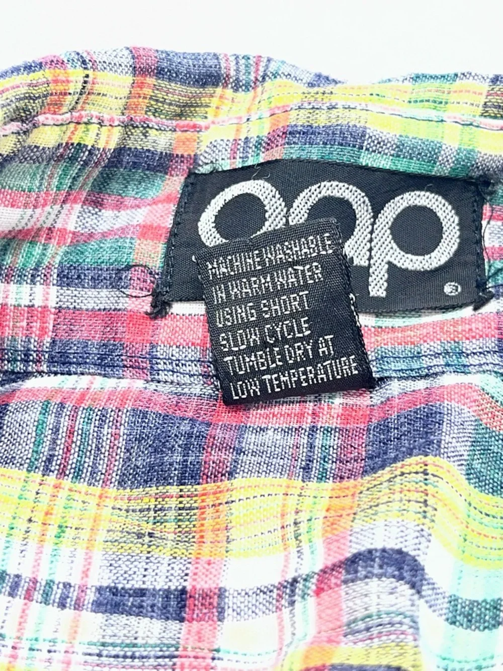 Vintage 70s GAP Multicolor Plaid Button-Down Shirt Womens Butterfly Collar - Picture 12 of 12